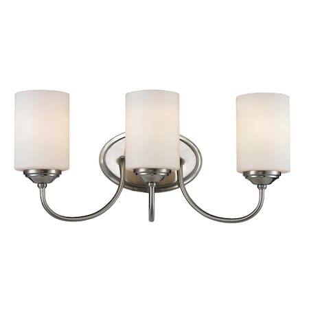 Z-LITE Cardinal 3 Light Vanity, Brushed Nickel & Matte Opal 434-3V-BN